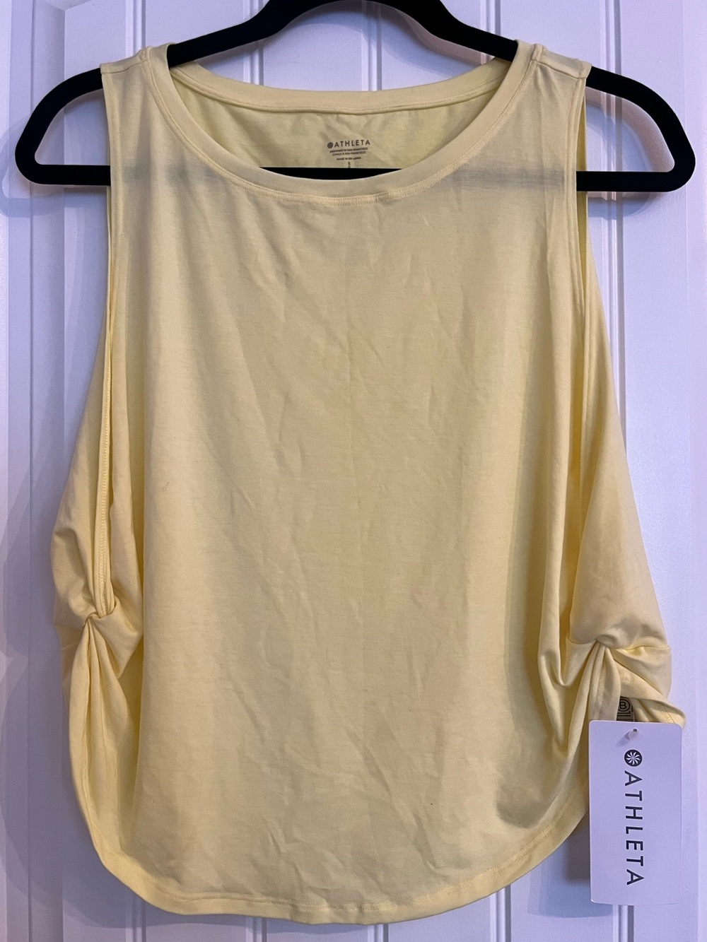 NWT Athleta Pale Yellow Twist-Detail Sleeveless Tank - Size Small